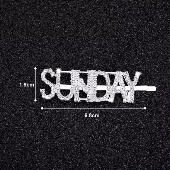 BLING Rhinestone Silver Hair Pin-Days of the Week - Picture 8 of 8